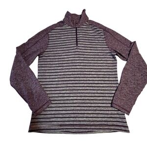 Lululemon Surge Warm 1/2 Zip Yachtie Stripe Dark Slate Deep Zinfandel Mens Large